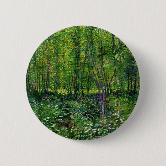 Vincent Van Gogh Bäume und Unterwuchs Button (Vorderseite)