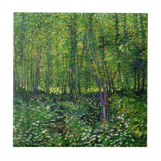 Vincent Van Gogh Bäume und Unterwuchs Fliese (Vorderseite)