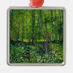 Vincent Van Gogh Bäume und Unterwuchs Silbernes Ornament