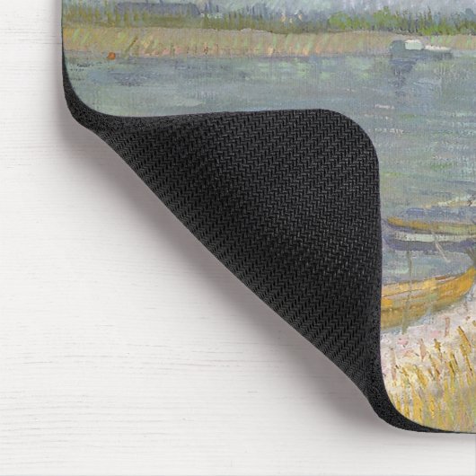 Vincent van Gogh - Blick auf den Fluss w Ruderboot Mousepad (Ecke)