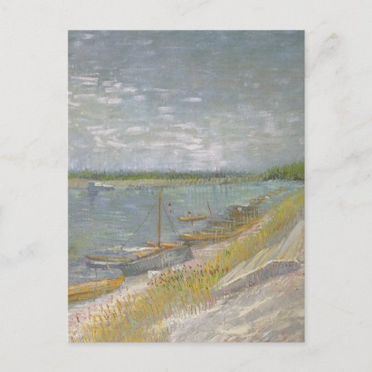 Vincent van Gogh - Blick auf den Fluss w Ruderboot Postkarte (Vorderseite)