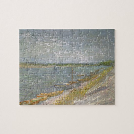 Vincent van Gogh - Blick auf den Fluss w Ruderboot Puzzle (Horizontal)