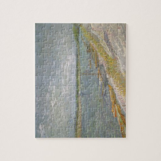 Vincent van Gogh - Blick auf den Fluss w Ruderboot Puzzle (Vertikal)