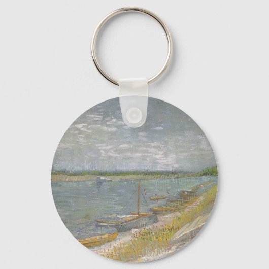Vincent van Gogh - Blick auf den Fluss w Ruderboot Schlüsselanhänger (Vorderseite)