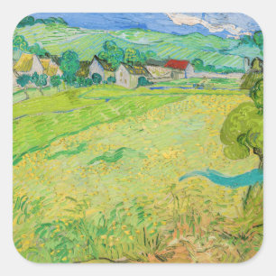 Vincent van Gogh - Blick auf Vessenots bei Auvers Quadratischer Aufkleber