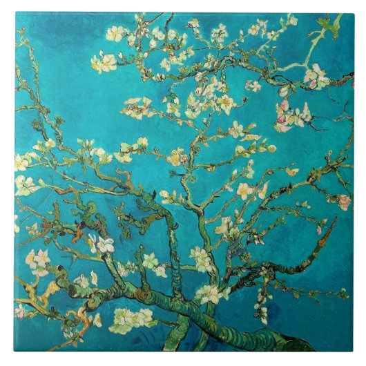 Vincent Van Gogh Blossoming Almond Tree Floral Art Fliese (Vorderseite)