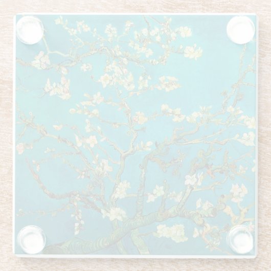 Vincent Van Gogh Blossoming Almond Tree Floral Art Glasuntersetzer (Rückseite)