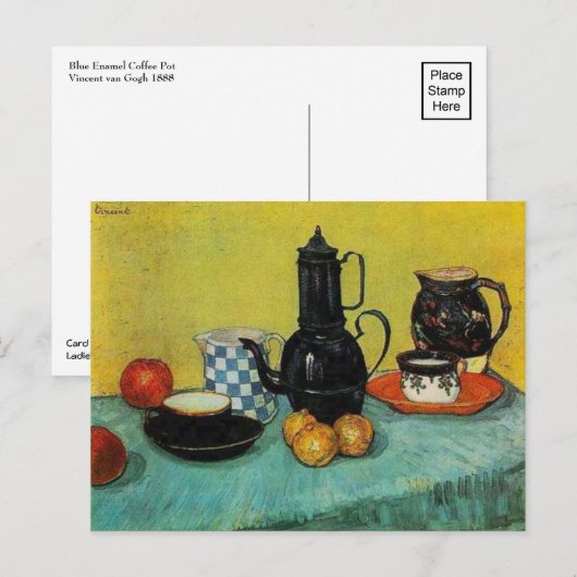 Vincent van Gogh Blue Enamel Coffee Pot Postkarte (Vorne/Hinten)