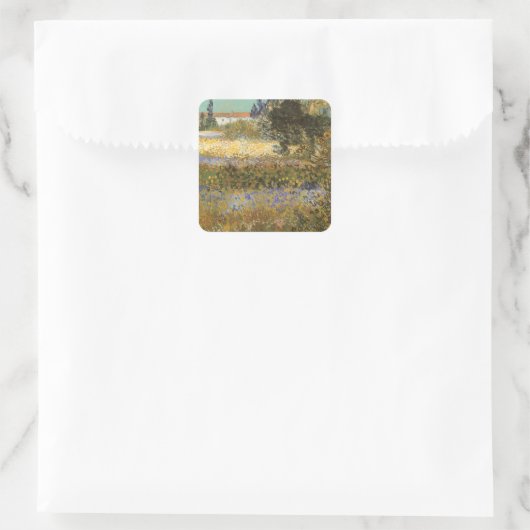 Vincent van Gogh - Blühender Garten Quadratischer Aufkleber (Tasche)
