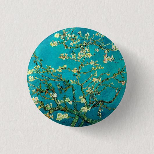Vincent Van Gogh Blühender Mandelbaum Florale Kuns Button (Vorderseite)