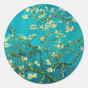 Vincent Van Gogh Blühender Mandelbaum Florale Kuns Runder Aufkleber