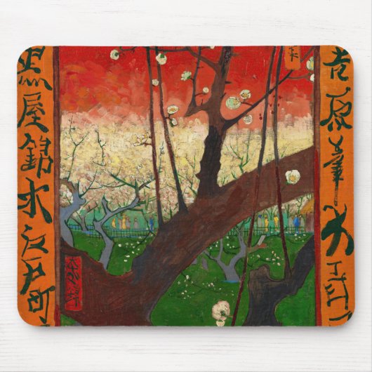 Vincent van Gogh - Blühender Pflaumenbaum Mousepad (Vorne)