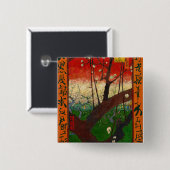 Vincent van Gogh - Blühender Pflaumenbaumgarten Button (Vorne & Hinten)