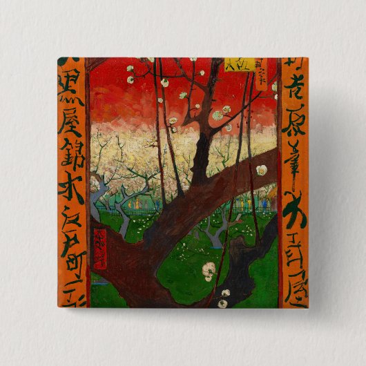 Vincent van Gogh - Blühender Pflaumenbaumgarten Button (Vorderseite)