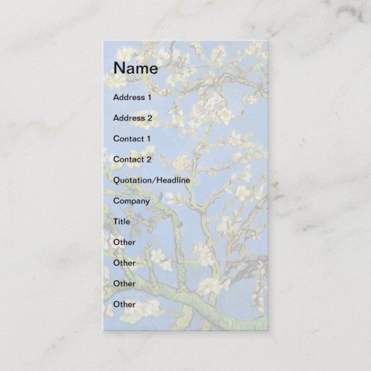 Vincent Van Gogh - Blühendes Almond Tree Kunst, Di Visitenkarte (Vorderseite)