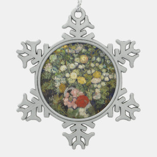 Vincent van Gogh Blumenstrauß der Blumen in Schneeflocken Zinn-Ornament