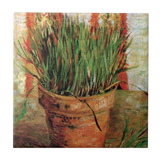 Vincent Van Gogh - Blumentopf mit Schnittlauch Fliese (Vorderseite)