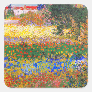Vincent Van Gogh Blütengarten Quadratischer Aufkleber