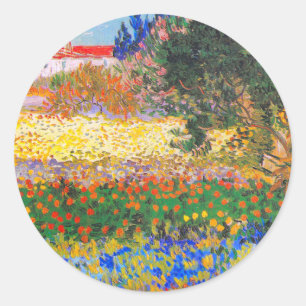 Vincent Van Gogh Blütengarten Runder Aufkleber