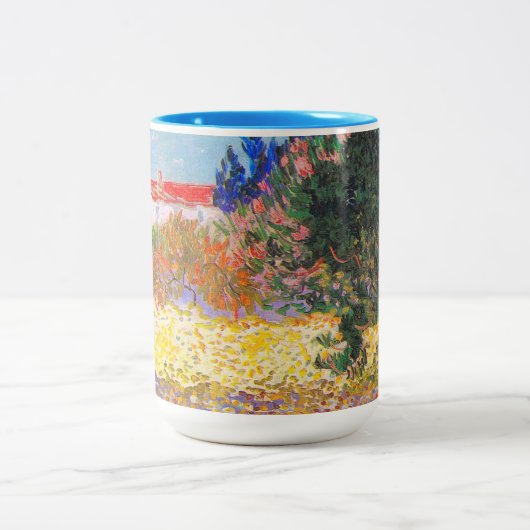 Vincent Van Gogh Blütengarten Zweifarbige Tasse (Mittel)