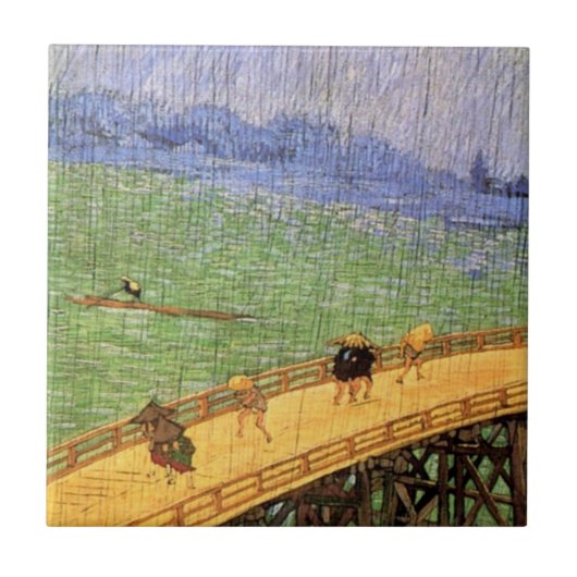 Vincent Van Gogh - Brücke im Regen Japanische Kuns Fliese (Vorderseite)