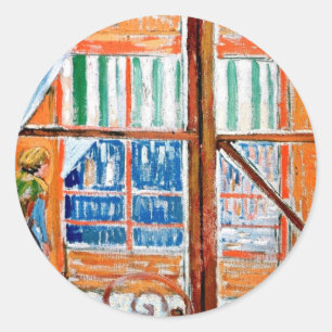 Vincent Van Gogh - Butchers Shop aus einem Fenster Runder Aufkleber