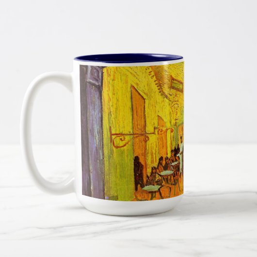 Vincent Van Gogh Cafe Terrace At Night Fine Art Zweifarbige Tasse (Links)