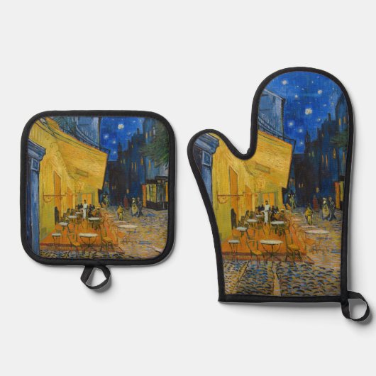 Vincent van Gogh - Café Terrasse am Abend Ofenhandschuh & Topflappen-Set (Vorderseite)