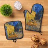 Vincent van Gogh - Café Terrasse am Abend Ofenhandschuh & Topflappen-Set (Oben Unten)