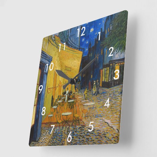 Vincent van Gogh - Café Terrasse am Abend Quadratische Wanduhr (Winkel)