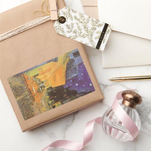 Vincent van Gogh - Café Terrasse am Abend Rechteckiger Aufkleber (Schenken)