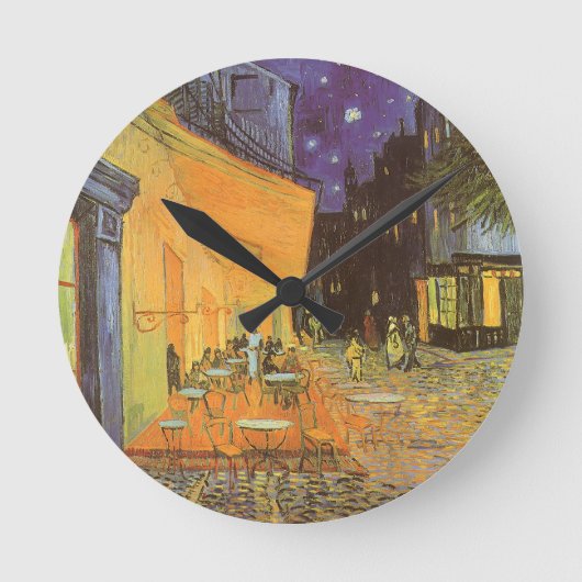 Vincent van Gogh - Café Terrasse am Abend Runde Wanduhr (Vorderseite)