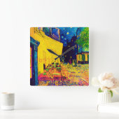 Vincent Van Gogh - Café Terrasse am Night Pop Quadratische Wanduhr (Zuhause)