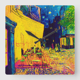 Vincent Van Gogh - Café Terrasse am Night Pop Quadratische Wanduhr