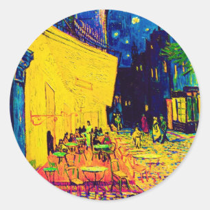 Vincent Van Gogh - Café Terrasse am Pop Art Runder Aufkleber