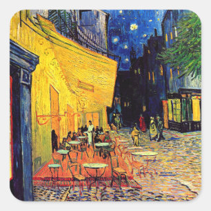 Vincent Van Gogh - Café-Terrasse bei Nacht Fine Ar Quadratischer Aufkleber