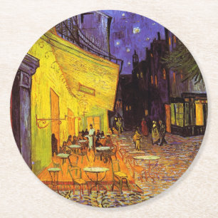 Vincent Van Gogh Café-Terrasse bei Nacht Fine Art Runder Pappuntersetzer