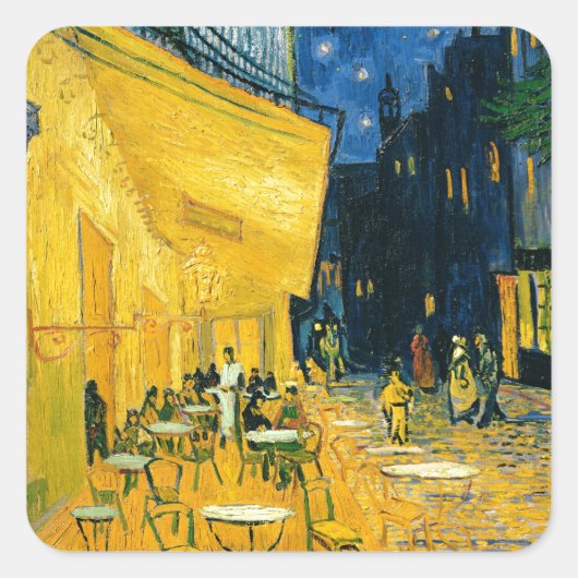 Vincent van Gogh | Cafe Terrasse, Place du Forum Quadratischer Aufkleber (Vorderseite)