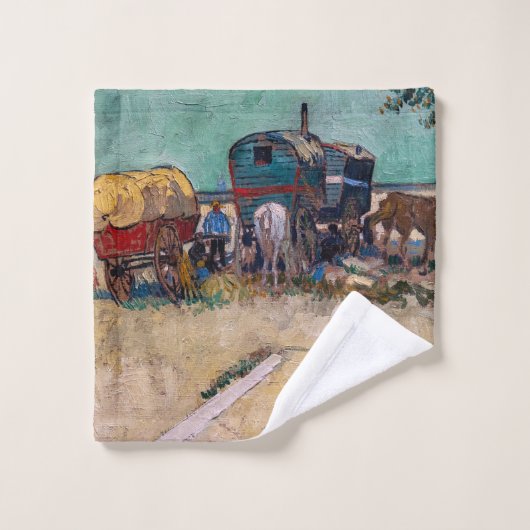 Vincent Van Gogh - Caravans, Sinti und Roma Camp b Badhandtuch Set (Waschlappen)