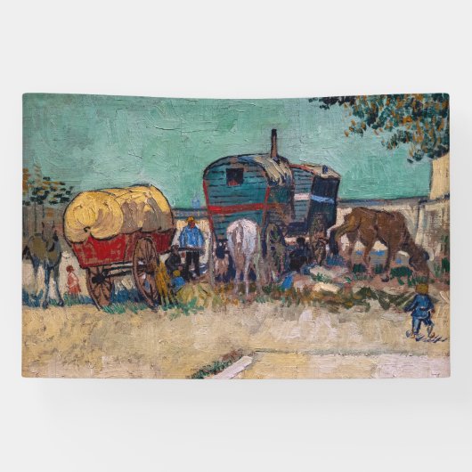 Vincent Van Gogh - Caravans, Sinti und Roma Camp b Banner (Horizontal)