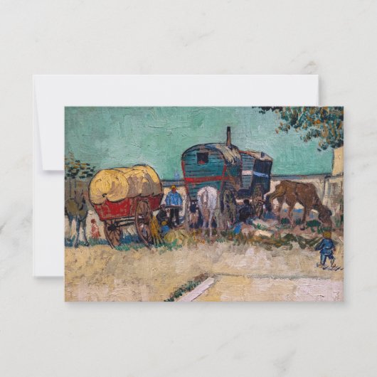 Vincent Van Gogh - Caravans, Sinti und Roma Camp b Dankeskarte (Vorderseite)