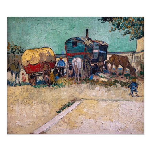 Vincent Van Gogh - Caravans, Sinti und Roma Camp b Fotodruck (Vorne)