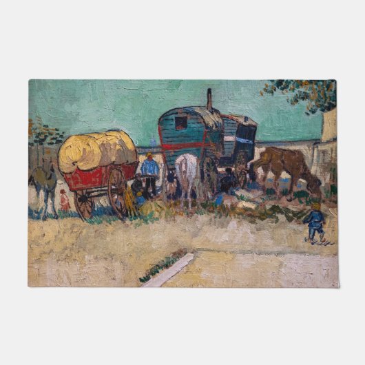 Vincent Van Gogh - Caravans, Sinti und Roma Camp b Fußmatte (Vorderseite)