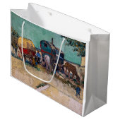 Vincent Van Gogh - Caravans, Sinti und Roma Camp b Große Geschenktüte (Vorderseite Schrägansicht)