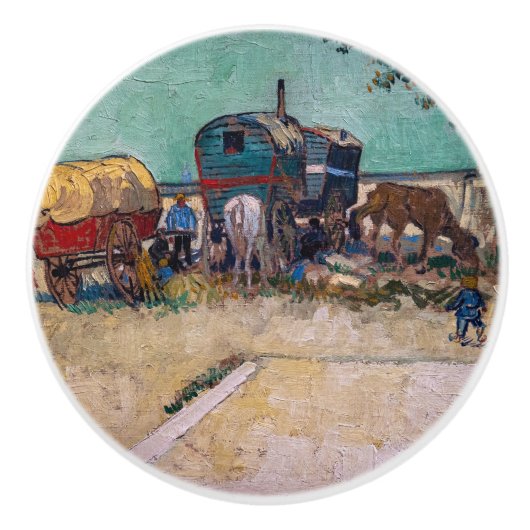 Vincent Van Gogh - Caravans, Sinti und Roma Camp b Keramikknauf (Vorderseite)