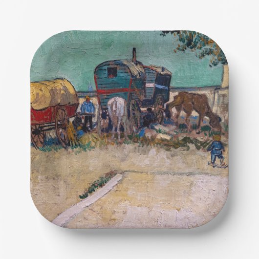 Vincent Van Gogh - Caravans, Sinti und Roma Camp b Pappteller (Vorderseite)