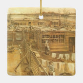 Vincent van Gogh - Carpenter's Yard and Wäsche Keramikornament (Rückseite)