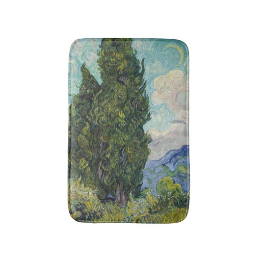 Vincent van Gogh - Cypresses Badematte (Vorderseite Vertikal)