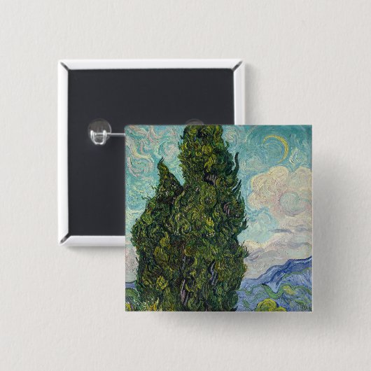 Vincent van Gogh - Cypresses Button (Vorne & Hinten)