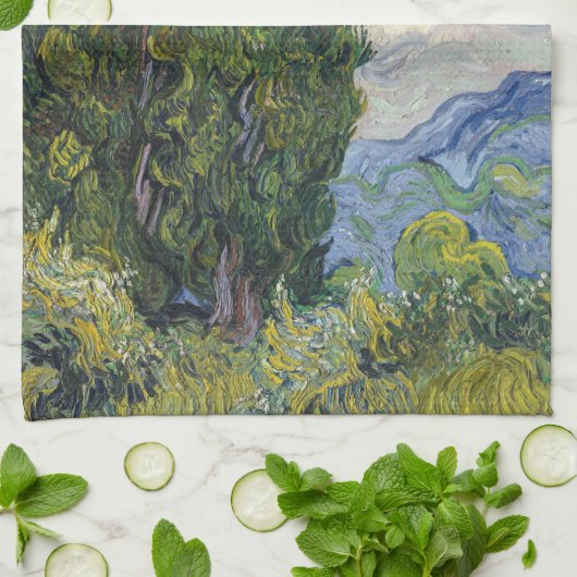 Vincent van Gogh - Cypresses Geschirrtuch (Gefaltet)
